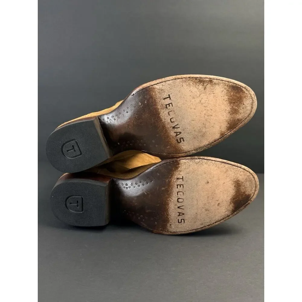 TECOVAS The Johnny 1008 Men’s 9D Tan Suede Handmade Cowboy Boots Western